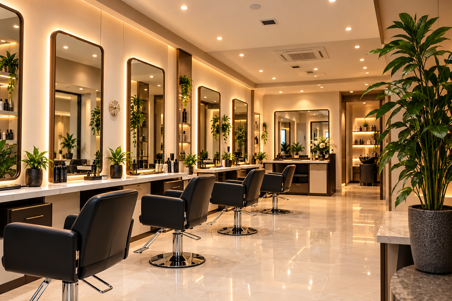 Modern luxury interior of Rupshi Beauty Salon Lake Town Kolkata