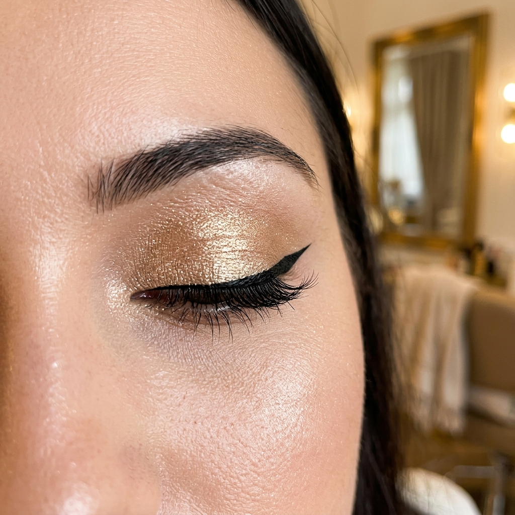 Golden Champagne Shimmer Eye Makeup